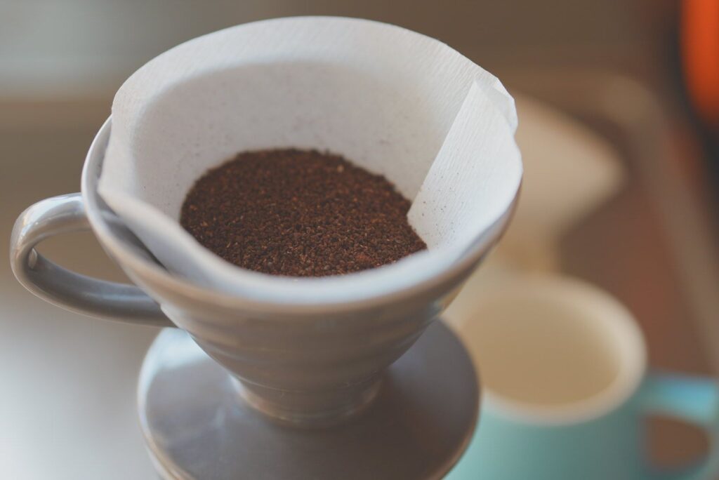 ドリッパーにコーヒーをいれたところ